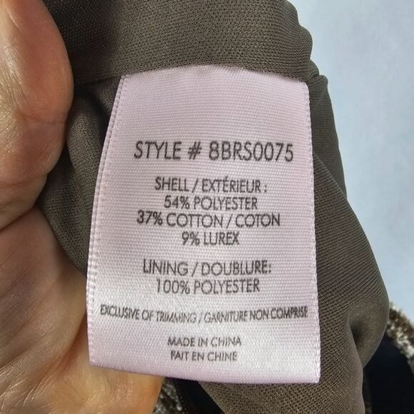 Badgley Mischka Frayed Hem Boucle Mini Skirt Sz M Brown Metallic Stretch Waist - Picture 8 of 11